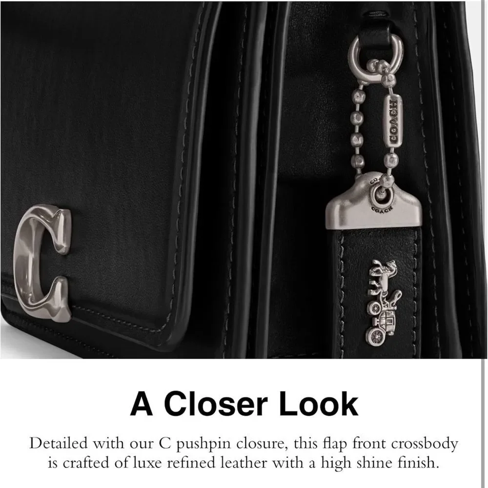 NWT Coach Bandit Crossbody Bag Luxe Refined Calf Leather Black Silver CD724 - Picture 16 of 16